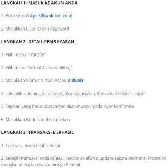 Pembayaran via BNI
